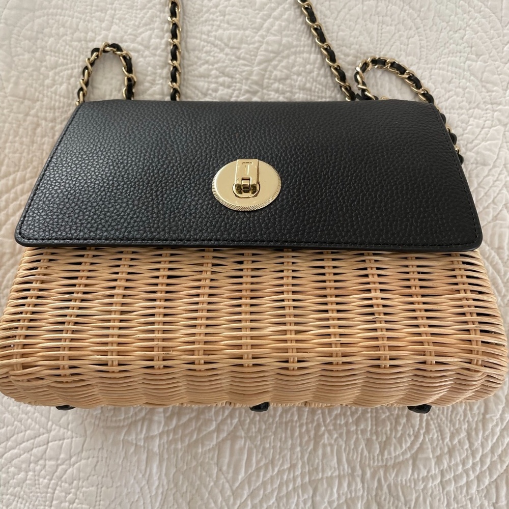 Ted Baker LONDON Black Leather basket weave crossbody handbag